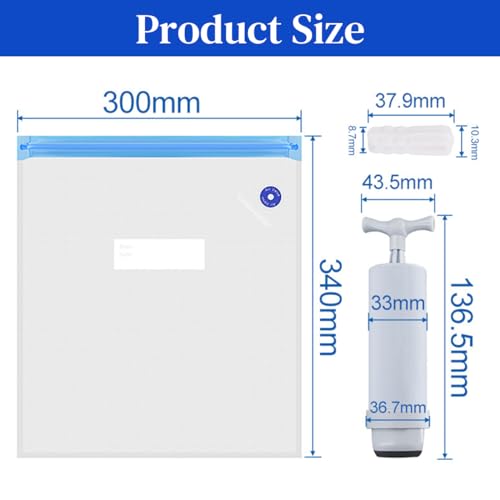 Serplex® 10Pcs for 3D Printer Filament Storage Bags with Manual Air Pump & 4 Sealing Clips 30x34cm Reusable Vacuum Storage Bag for PLA ABS PETG Filaments Anti-Moisture Vacuum Filament Storage Bag - Image 2