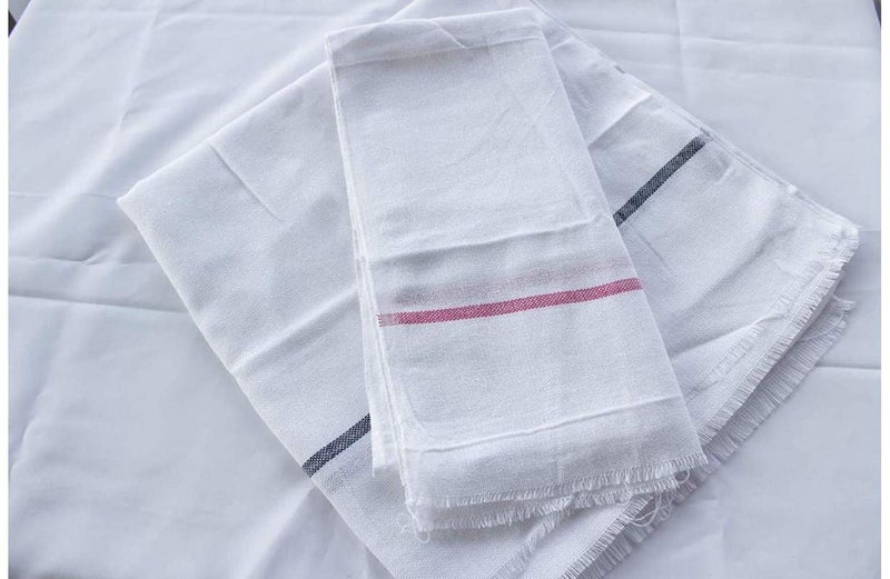 SF SHAKUMBHARI FAB منشفة صيفية بيضاء من قطن شاكومباري المصنوعة يدويًا (غامتشا) (عبوة من 4) - Image 4