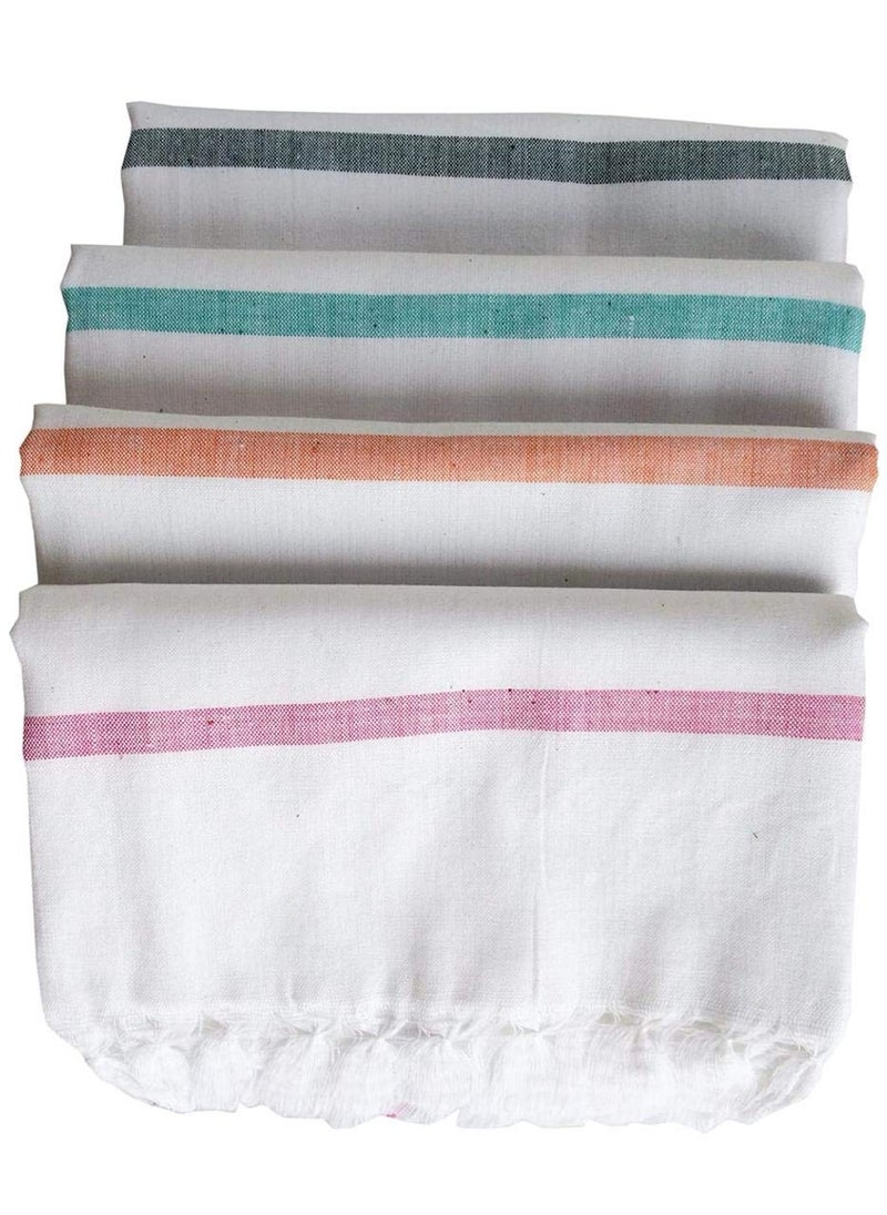 SF SHAKUMBHARI FAB منشفة صيفية بيضاء من قطن شاكومباري المصنوعة يدويًا (غامتشا) (عبوة من 4) - Image 2