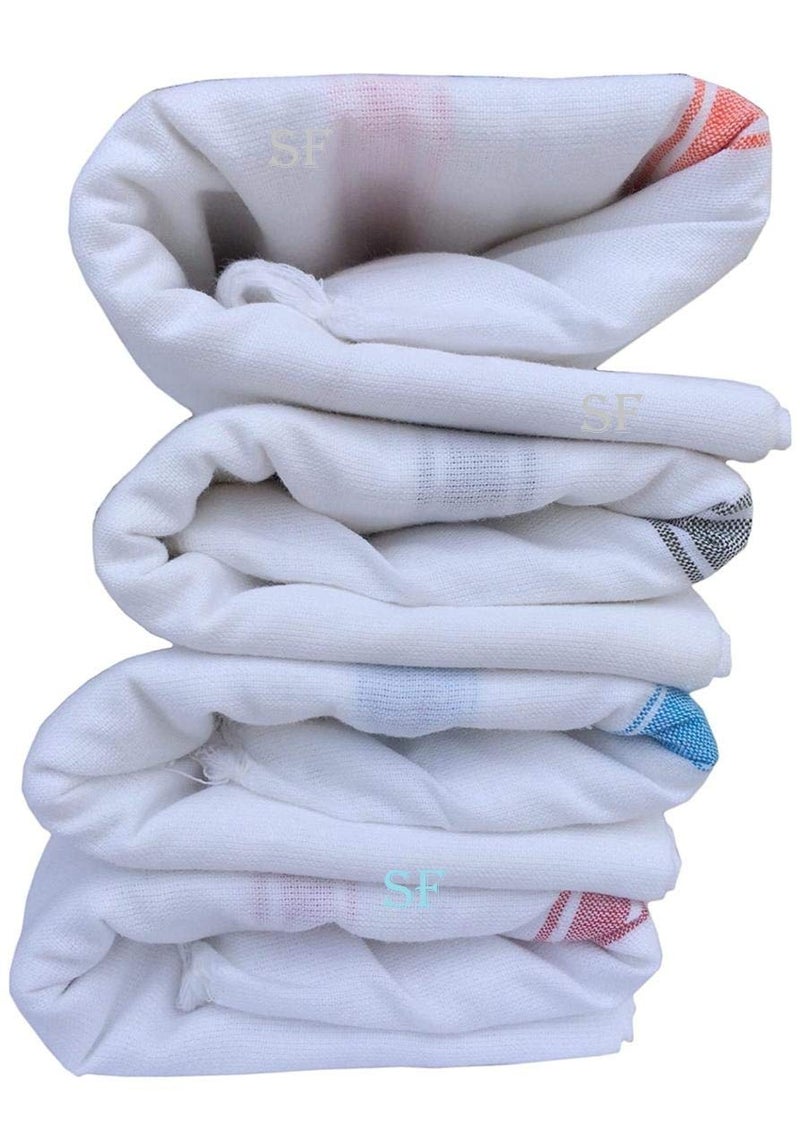 SF SHAKUMBHARI FAB منشفة صيفية بيضاء من قطن شاكومباري المصنوعة يدويًا (غامتشا) (عبوة من 4) - Image 1
