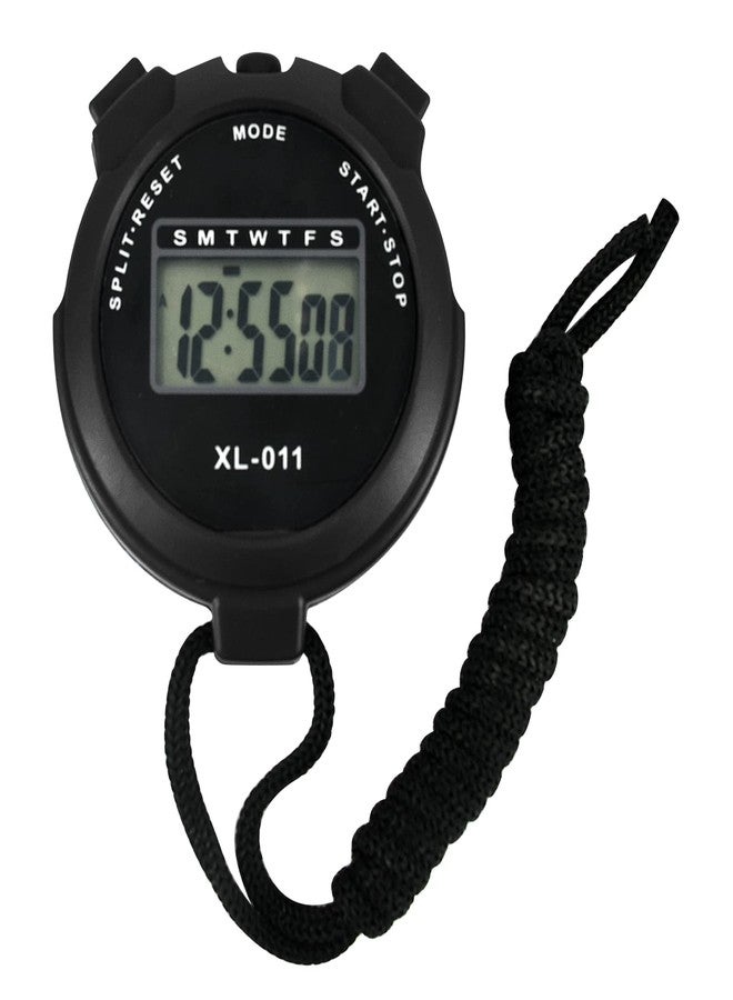 BEHAHAI Digital Sports Stopwatch Timer Stopwatch Large Display Interval Training Timer Outdoor Split Stop Watch Lap Timer Digital Calendar Alarm Clock Referee Watch for Training Running(Black) - Image 1