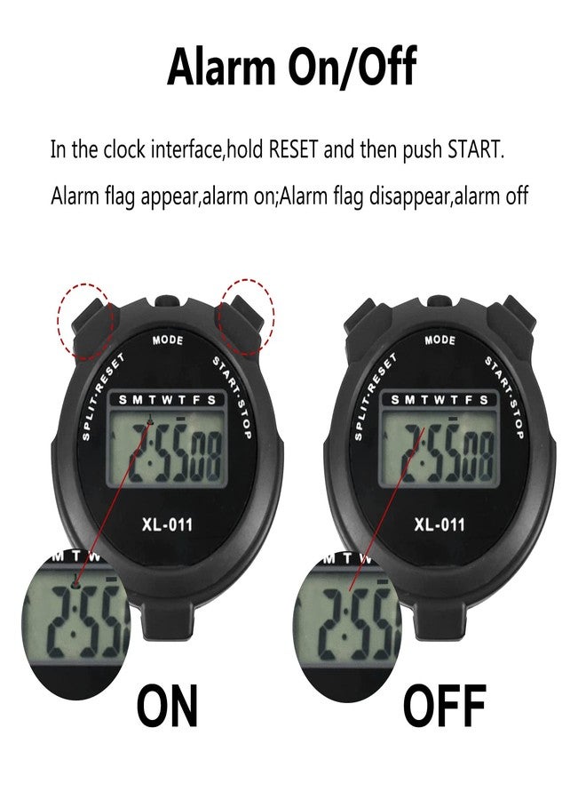 BEHAHAI Digital Sports Stopwatch Timer Stopwatch Large Display Interval Training Timer Outdoor Split Stop Watch Lap Timer Digital Calendar Alarm Clock Referee Watch for Training Running(Black) - Image 4