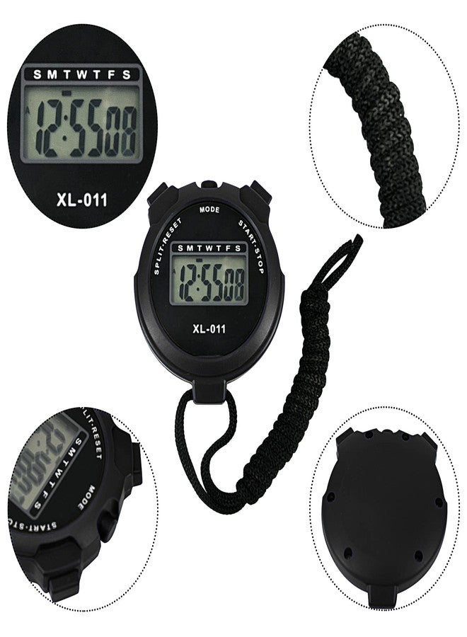 BEHAHAI Digital Sports Stopwatch Timer Stopwatch Large Display Interval Training Timer Outdoor Split Stop Watch Lap Timer Digital Calendar Alarm Clock Referee Watch for Training Running(Black) - Image 3