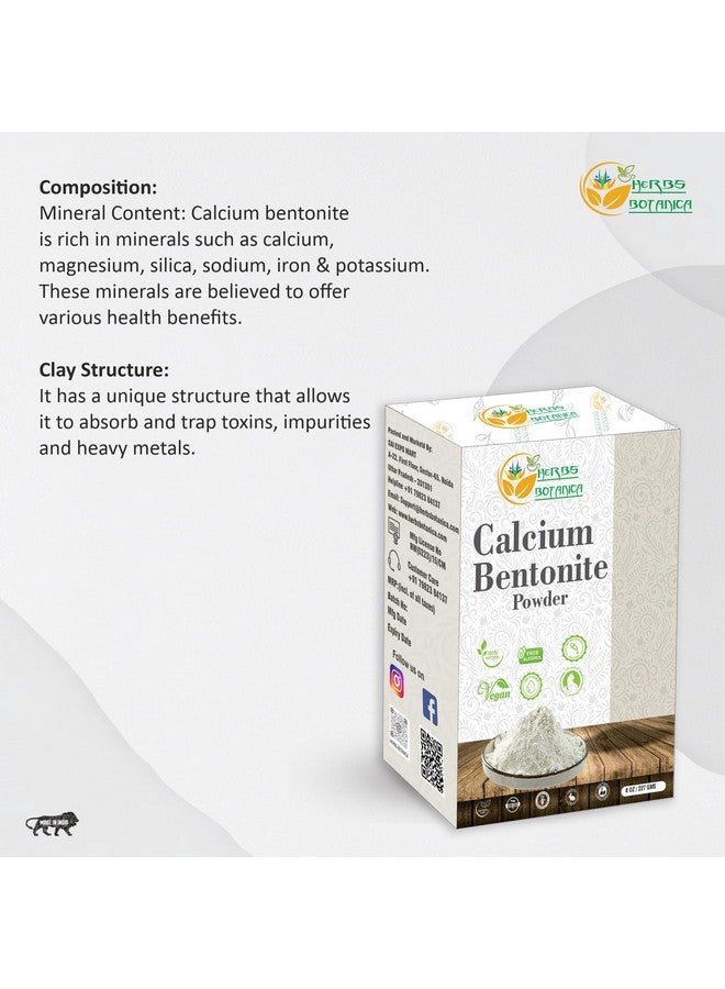 HERBS BOTANICA طين الكالسيوم البنتونيت من هيربس بوتانيكا، مسحوق غذائي، طين الشفاء الهندي للوجه والجسم، لف الجسم للتخلص من السموم، تنظيف عميق للمسام، قناع وجه طبيعي 227 جرام من هيربس بوتانيكا - Image 3