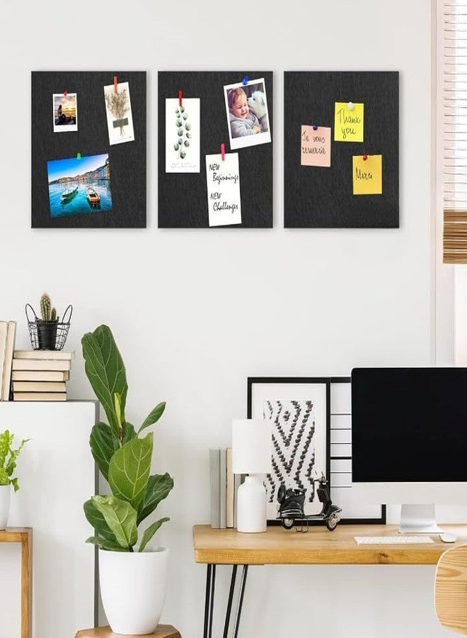 WICHARSH 6Pcs Black Felt Bulletin Board, 30x30cm Self-Adhesive Wall Boards with 35pcs Drawing Pins, Felt Message Board for Paste Notes, Photos, Schedules (Black) - Image 3