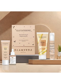 Glamveda Glutathione 4-Step Skincare Routine For Healthy & Radiant Skin | Skin Brightening And Lightening Combo ( Face Wash + Face Cream + Face Serum + Sunscreen )  - Image 1