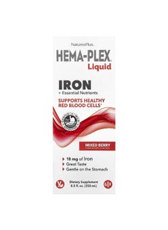 NaturesPlus, Hema-Plex® Liquid, Iron + Essential Nutrients, Mixed Berry, 8.5 fl oz (250 ml)