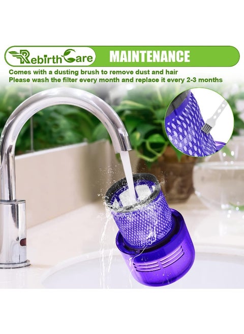 Rebirthcare  3 Pack V11 Filter For Dyson V11 Absolute V11 Animal V11 Torque Drive V15 Detect Sv14 Cordless Vacuum Filter Replacement Filters Parts Spares Washable, Replace Part 97001303