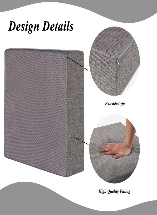 FlyGulls Recliner Cushions for Elderly 20"x20"x5" Extra Large Seat Cushion for Couch Armchair Wicker Chairs Square Chair Cushions with Non-Slip Backing and Textured Washable Cover Light Grey - Image 4