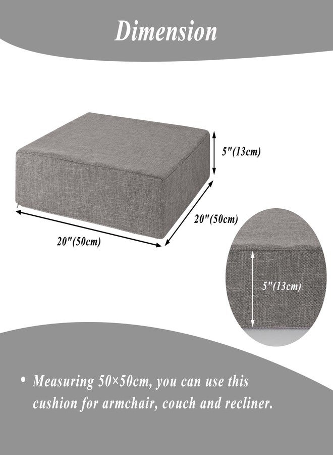 FlyGulls Recliner Cushions for Elderly 20"x20"x5" Extra Large Seat Cushion for Couch Armchair Wicker Chairs Square Chair Cushions with Non-Slip Backing and Textured Washable Cover Light Grey - Image 2