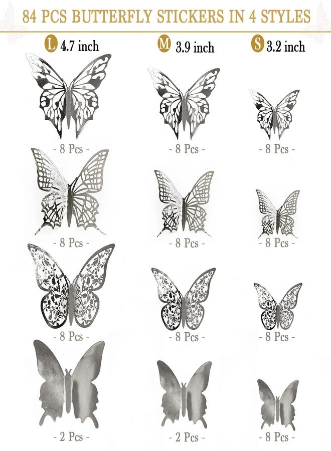 PartyWoo Butterfly Wall Decor, 84 pcs 3D Butterfly Wall Decals, 3 Sizes Removable Room Decor Stickers, Butterflies Decorations Murals for Cake Party Window Crafts - Image 3