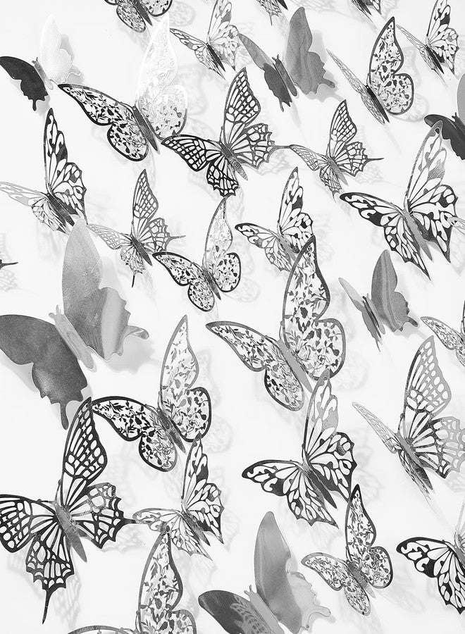 PartyWoo Butterfly Wall Decor, 84 pcs 3D Butterfly Wall Decals, 3 Sizes Removable Room Decor Stickers, Butterflies Decorations Murals for Cake Party Window Crafts - Image 1