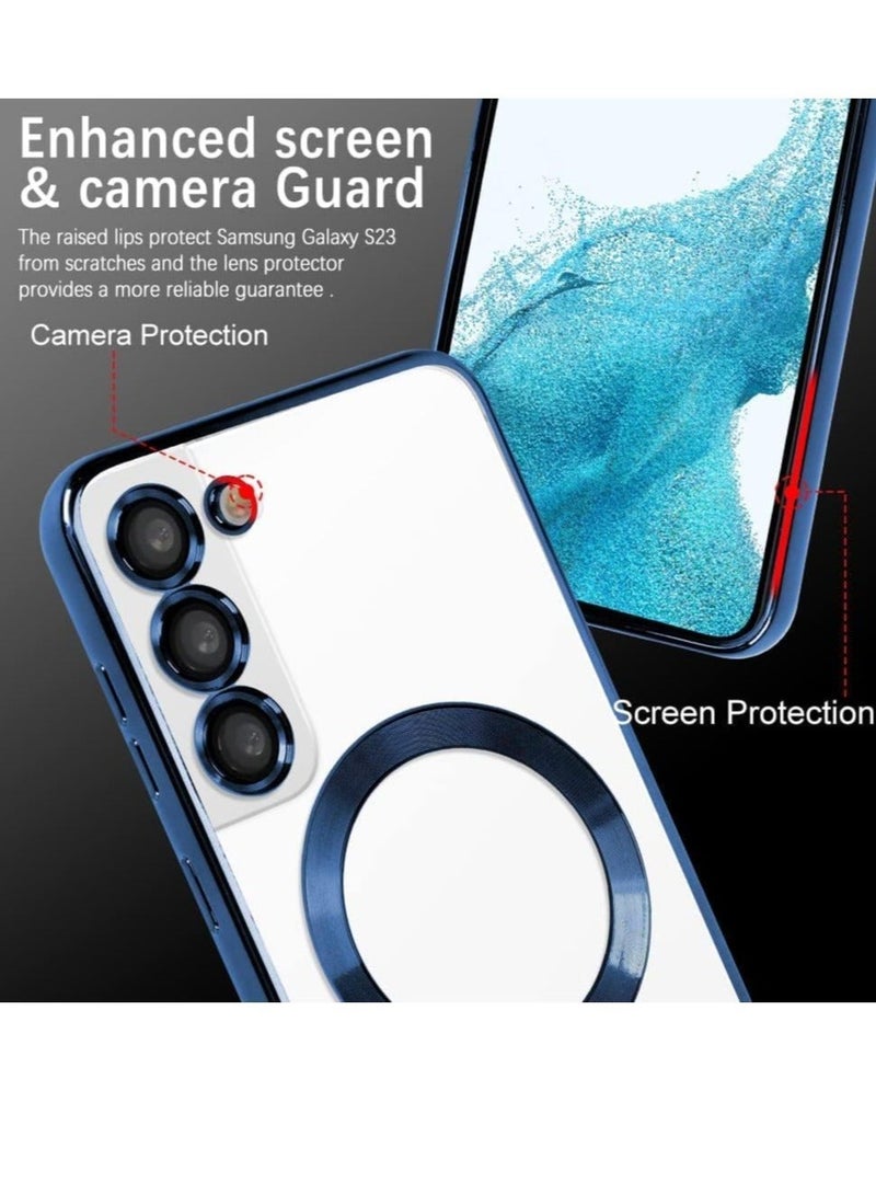 Magnetic Clear Case for Samsung Galaxy S23 Plus with Camera Lens Protector Magsafe Compatible Electroplated Soft TPU Shockproof Anti-Scratch Phone Case - Image 2