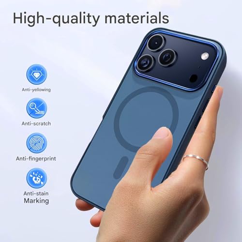 VONZEE Magnetic Case for iPhone 17 Pro Max Case Matte Hard PC + TPU Back Cover [Compatible with MagSafe] Anti-Scratch Phone Case (MAX Blue) - Image 5