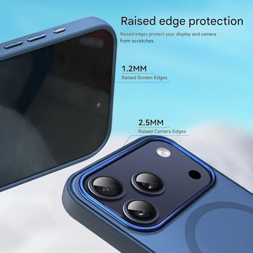 VONZEE Magnetic Case for iPhone 17 Pro Max Case Matte Hard PC + TPU Back Cover [Compatible with MagSafe] Anti-Scratch Phone Case (MAX Blue) - Image 4