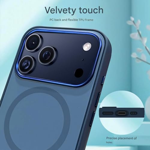 VONZEE Magnetic Case for iPhone 17 Pro Max Case Matte Hard PC + TPU Back Cover [Compatible with MagSafe] Anti-Scratch Phone Case (MAX Blue) - Image 3