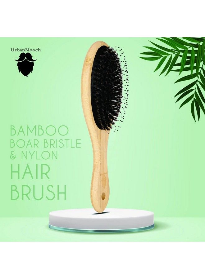 UrbanMooch Boar Bristle & Nylon Pin Bamboo Paddle Hair Brush For Detangling Scalp Massage & For Hair Growth - Image 5