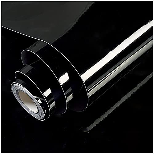 Shiny Black Wallpaper Peel and Stick Wallpaper Glossy Self Adhesive Removable Wall paper158 X 197Waterproof Countertop Paper Black Contact Paper for Cabinet Countertop Furniture Kitchen Vinyl Film
