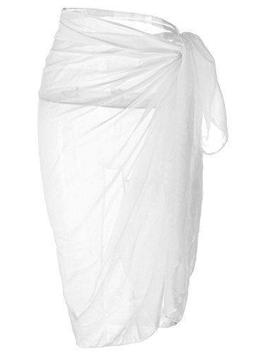 Ayliss Womens Swimwear Chiffon Cover up Solid Color Beach Sarong Swimsuit Wrap, White, One Size - Image 1