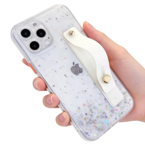 siduater Crystal Clear Strap Case Cover for iPhone 13 Pro Max | 6.7", with Wristband, Kickstand, Bling Glitter Sparkle, Soft TPU Bumper, Adjustable Hand Grip Loop, for iPhone 13 Pro Max, 6.7 Inch - Image 1