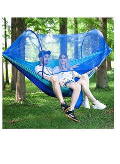 Excefore Hammock with Net, Camping Hammock with Mosquito Net, Pop-up Parachute Lightweight Hanging Hammocks, Tree Straps Swing Hammock, Camping Accessories for Outdoor, Backpacking, Hiking, Blue  - Image 1