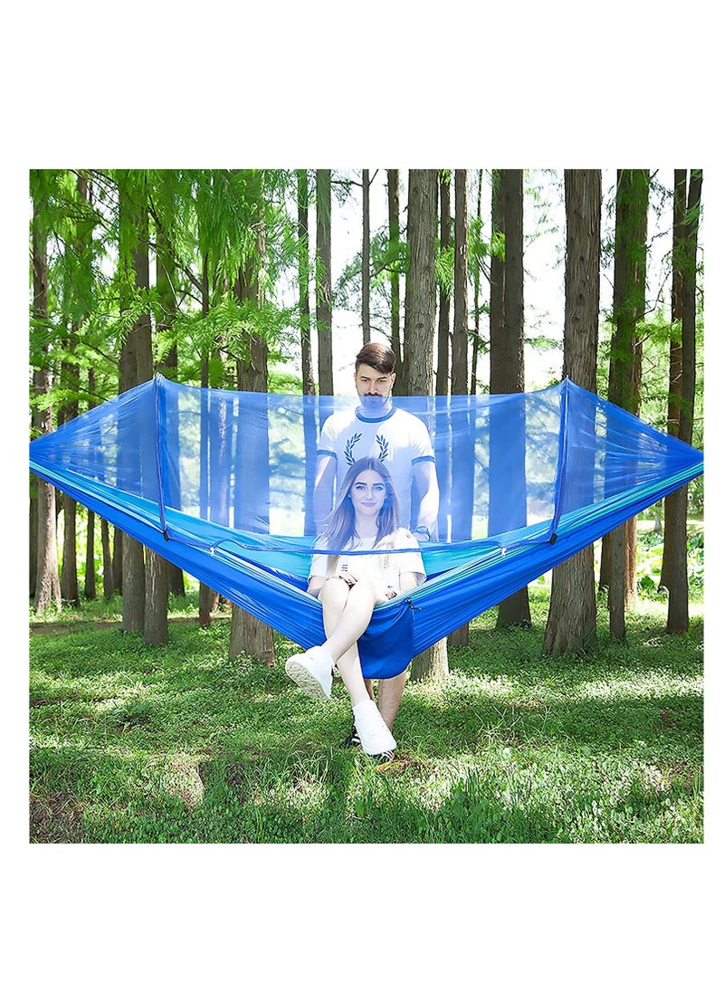 Excefore - Hammock with Net, Camping Hammock with Mosquito Net, Pop-up Parachute Lightweight Hanging Hammocks, Tree Straps Swing Hammock, Camping Accessories for Outdoor, Backpacking, Hiking, Blue - Image 1