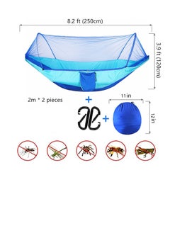 Excefore Hammock with Net, Camping Hammock with Mosquito Net, Pop-up Parachute Lightweight Hanging Hammocks, Tree Straps Swing Hammock, Camping Accessories for Outdoor, Backpacking, Hiking, Blue  - Image 5