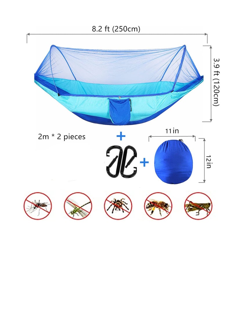 Excefore - Hammock with Net, Camping Hammock with Mosquito Net, Pop-up Parachute Lightweight Hanging Hammocks, Tree Straps Swing Hammock, Camping Accessories for Outdoor, Backpacking, Hiking, Blue - Image 1
