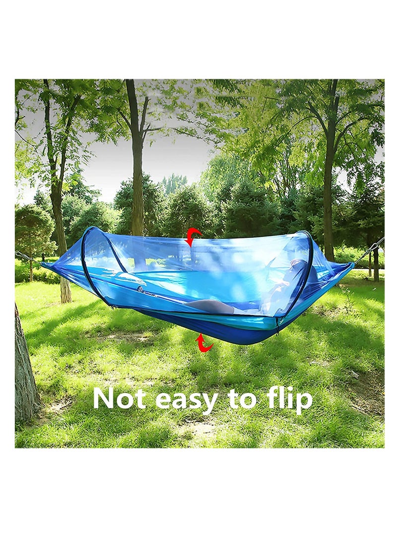 Excefore - Hammock with Net, Camping Hammock with Mosquito Net, Pop-up Parachute Lightweight Hanging Hammocks, Tree Straps Swing Hammock, Camping Accessories for Outdoor, Backpacking, Hiking, Blue - Image 1