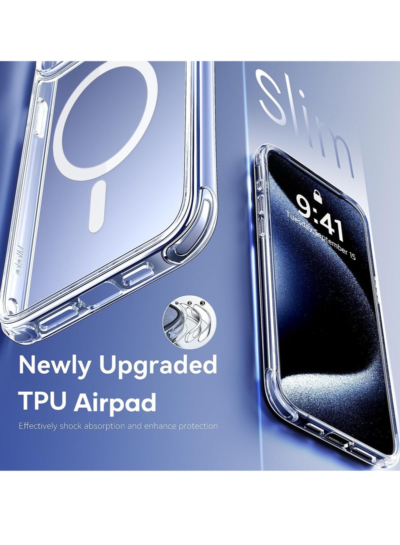 عام حافظة مغناطيسية مصممة لهاتف iPhone 15 Pro، متوافقة مع Magsafe، مقاومة للاصفرار، حماية من السقوط من الدرجة العسكرية، حافظة هاتف مقاومة للصدمات لهاتف Apple iPhone 15 Pro 2023 - Image 4