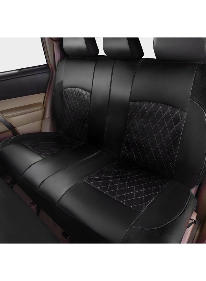 BUANIERT Universal Pu Luxury Vinyl Faux Leather Car Seat Covers Full Set, Breathable, Fit for Cars, Trucks, SUV (All Black) - Image 4
