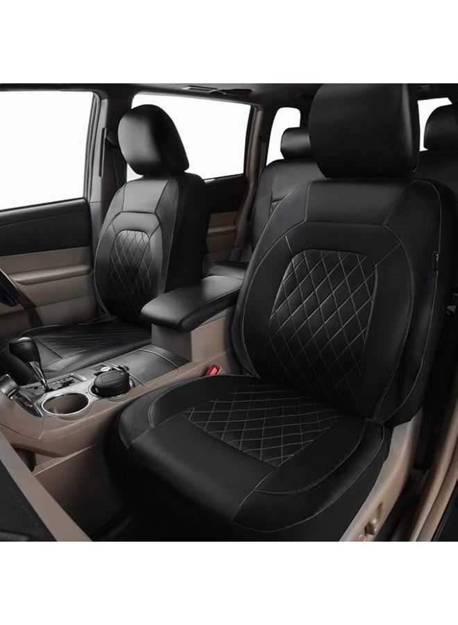 BUANIERT Universal Pu Luxury Vinyl Faux Leather Car Seat Covers Full Set, Breathable, Fit for Cars, Trucks, SUV (All Black) - Image 2