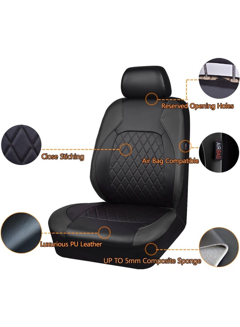BUANIERT Universal Pu Luxury Vinyl Faux Leather Car Seat Covers Full Set, Breathable, Fit for Cars, Trucks, SUV (All Black) - Image 5
