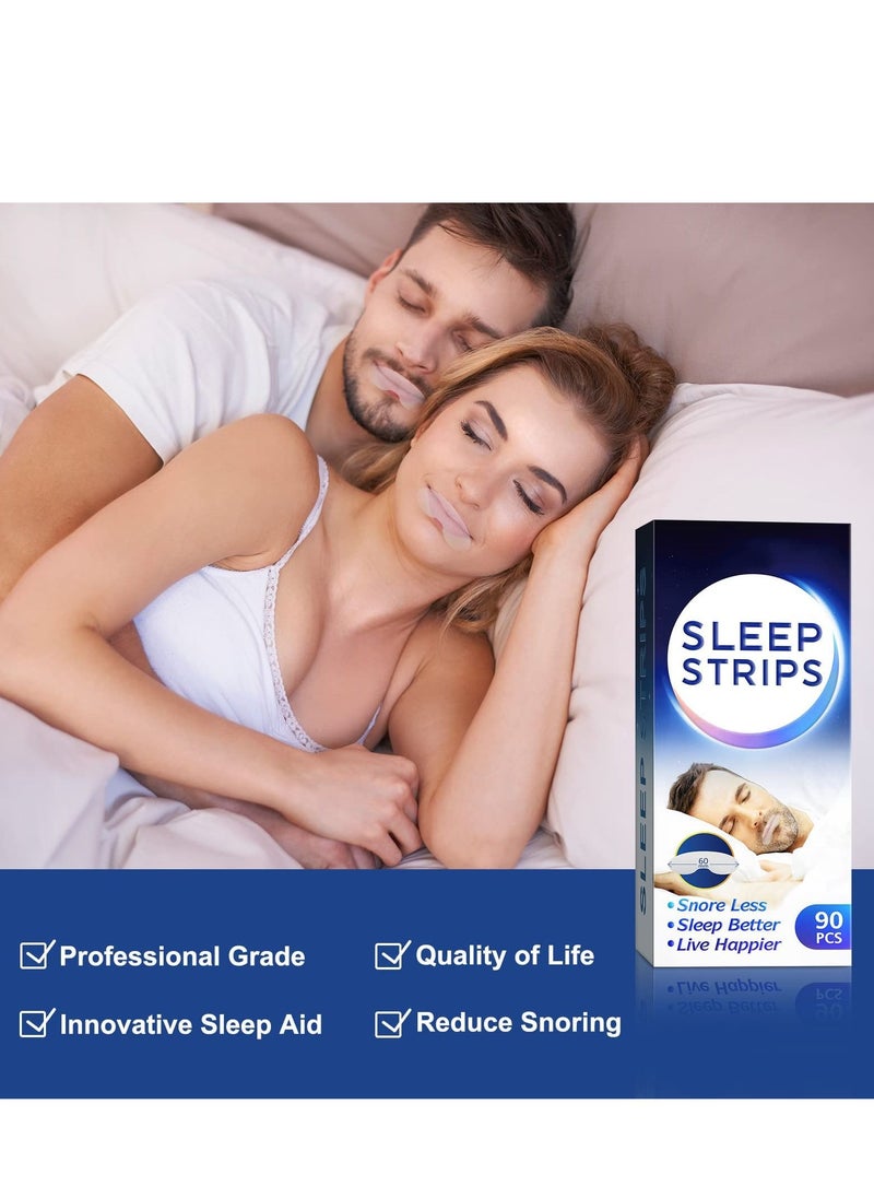 Y&D - Sleep Strips Mouth Tape Upgrade Anti Snore for Better Nose Breathing Less Breath and Improved Nighttime Sleeping Men Women 90 Pcs - Image 1