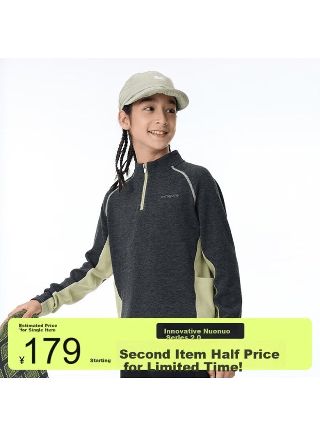 Onmygame Children's Long-sleeve T-shirt, Autumn And Winter Soft And Skin-friendly, Boys And Girls Undershirt, Dark Night Black , Size 150 - Image 1