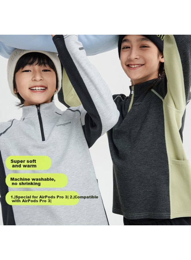 Onmygame Children's Long-sleeve T-shirt, Autumn And Winter Soft And Skin-friendly, Boys And Girls Undershirt, Dark Night Black , Size 150 - Image 5