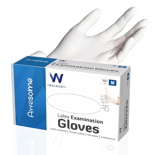 WALDENT Latex Premium Examination Gloves (80 pieces) Latex Disposable Gloves Medical Grade, Surgical Hand Gloves, | (Medium) | Ideal for General and Healthcare Use - Pack of 1 - Image 1