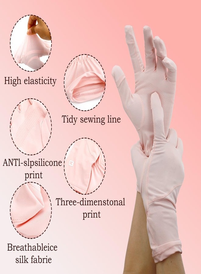 Bnapott Sun Gloves for Women UV Protection UPF 50+ Thin Non-Slip Driving Riding Gloves for Hiking Cycling Golfing in Pink - Image 3