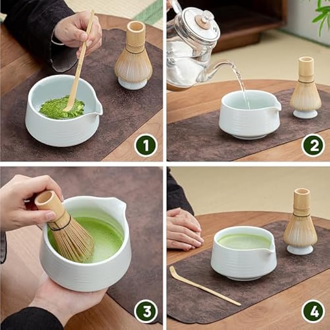 rayihni Matcha Set  18Oz Ceramic Matcha Bowl With Spout Bamboo Matcha Whisk And Holder Bamboo Scoop  4Pcs Complete Kit For Matcha Lovers Ceremony Latte  Gift White - Image 5
