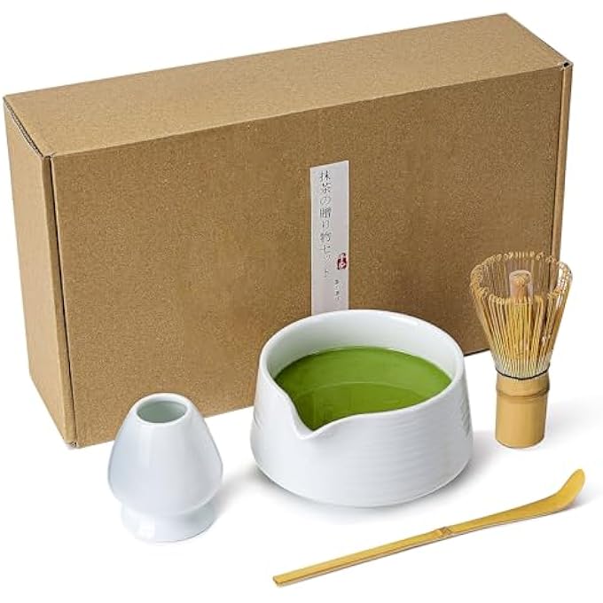 rayihni Matcha Set  18Oz Ceramic Matcha Bowl With Spout Bamboo Matcha Whisk And Holder Bamboo Scoop  4Pcs Complete Kit For Matcha Lovers Ceremony Latte  Gift White - Image 1