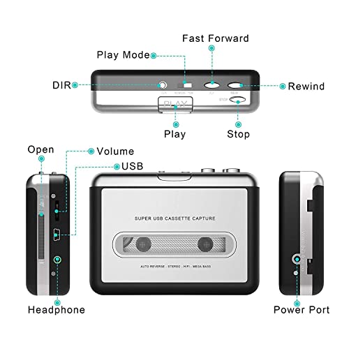 Etzin MP3 Cassette Capture MP3 USB Cassette Capture Tape PC USB Cassette MP3 Converter Cassette-to-MP3 Capture Ezcap-218-EPL-148CA - Image 4
