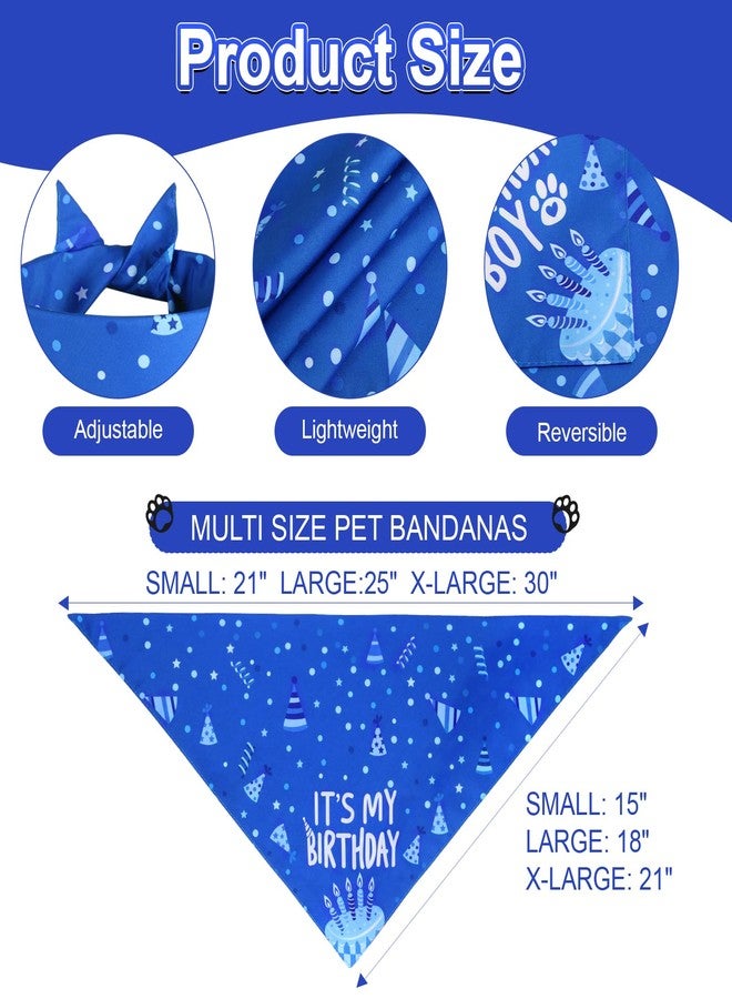مستلزمات حفلات أعياد ميلاد الكلاب من أغرون، طقم عيد ميلاد أزرق للكلاب مع قبعة ووشاح وأرقام للحيوانات الأليفة الذكور الكبيرة والمتوسطة الحجم والجراء - Image 4