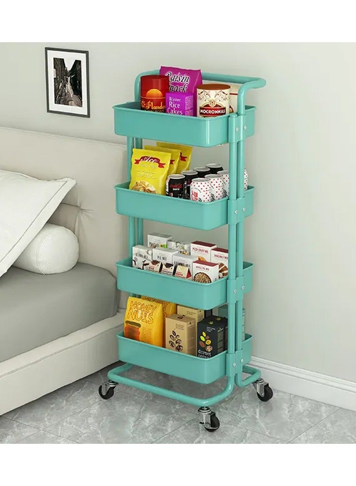 DubaiGallery Storage Trolley Rolling Cart Utility Cart 4 Tier Metal Rolling Cart Utility Cart Shelves Storage Trolley With Wheel Kitchen Storage Cart Kitchen Storage Cart Rolling Storage Cart  - Image 1