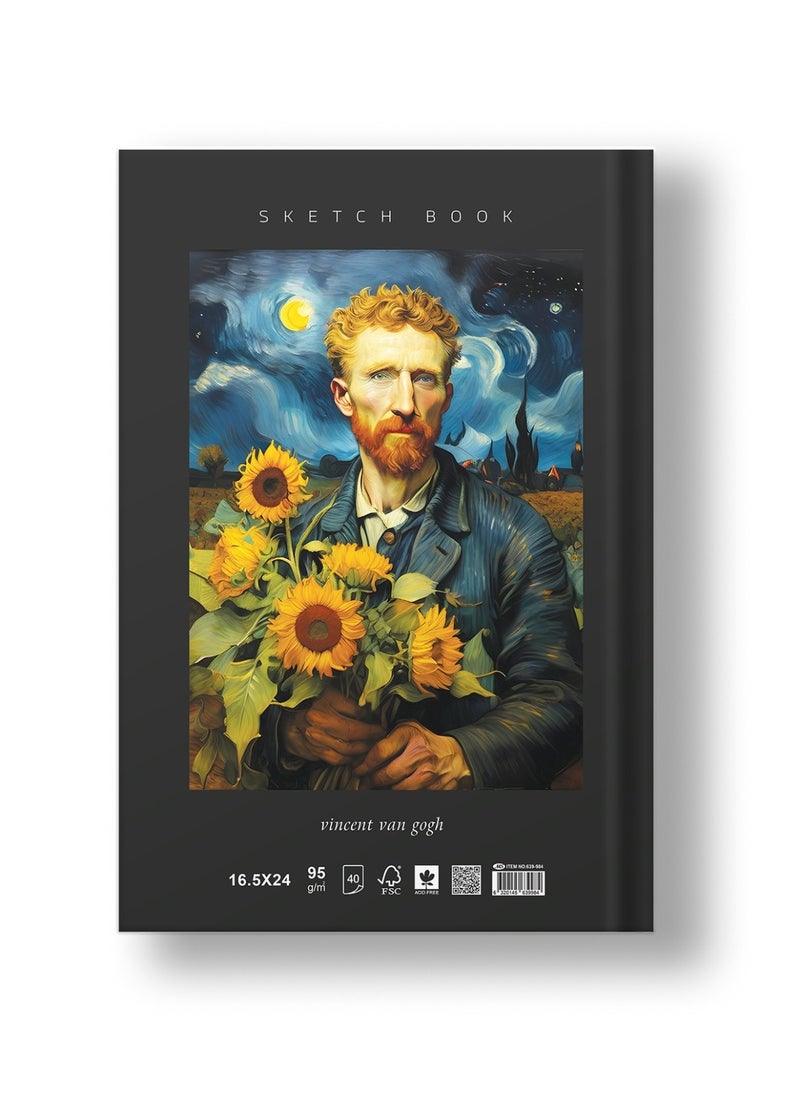 Smart Vincent Van Gogh High Quality Sketchbook 40 Light cream Sheets Size 24x16.50cm 95gm For Drawing, Art - Multi Color - By Smart  - Image 2