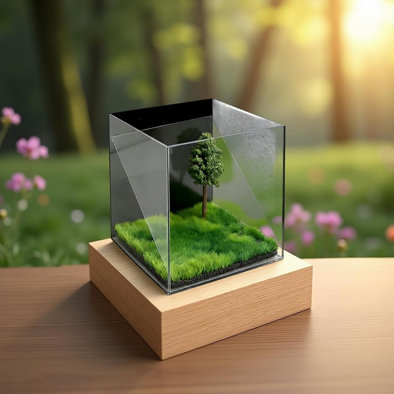 صندوق تذكار للحيوانات الأليفة لإسقاط الهولوغرام، مقاس 3.9 × 3.9 × 3.9 بوصة، هدية تذكارية شفافة من الأكريليك، تتضمن طحالب اصطناعية وزخافات و فيلم. - Image 4