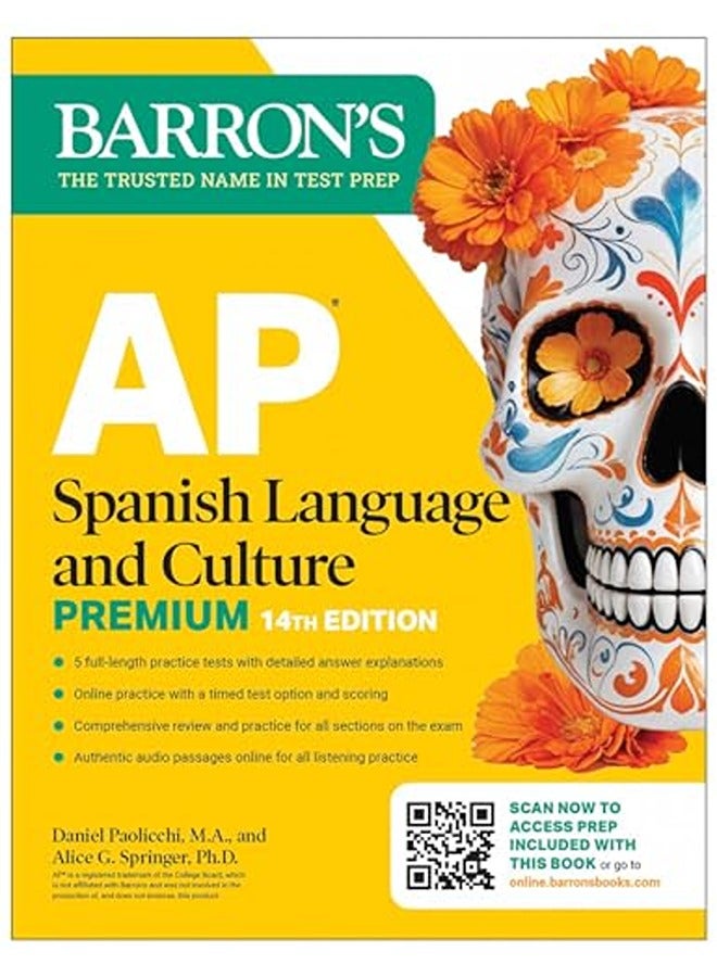 كتاب التحضير للغة والثقافة الإسبانية AP، الطبعة الرابعة عشر: كتاب التحضير مع 5 اختبارات تدريبية + Compr