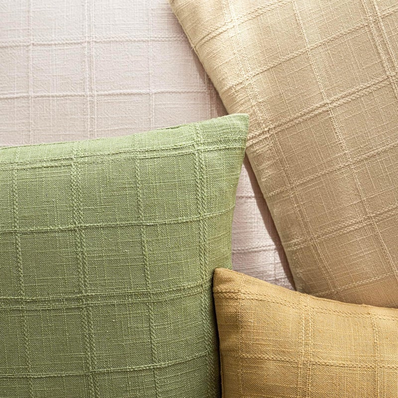 Foindtower Set of 1 Decorative Linen Check Throw Pillow Cover Neutral Long Body Lumbar Cushion Cover Farmhouse Vintage Boho Home Decor for Sofa Chair Couch Bedroom Living Room,14×36 Inch,Light Green - Image 4