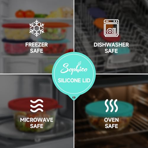 Sophico Round Silicone Storage Cover Lids Replacement for Anchor Hocking and Pyrex 7402-PC 6/7 Cup Glass Bowls (Container not Included)(Mint - 2 pack) - Image 5
