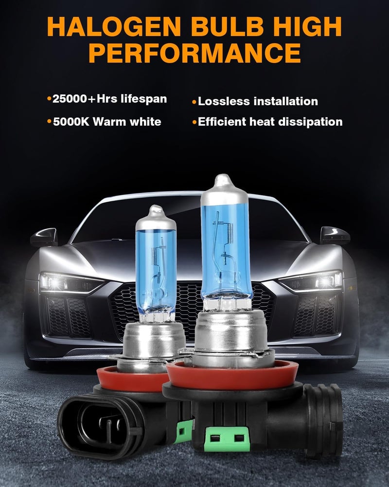 NSDXCT H11 H9 Halogen Headlight and Fog Light Bulbs for Nissan Altima (2007-2018) - 6PCS, 100W 5000K Super Bright - Image 5