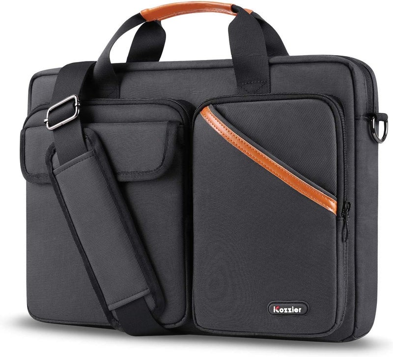 iCozzier 15-15.6 Inch Multi-Pocket Laptop Sleeve Briefcase Large Capacity Shoulder Bag Electronic Accessories Organizer Waterproof Messenger Carrying Case - Black - Image 1